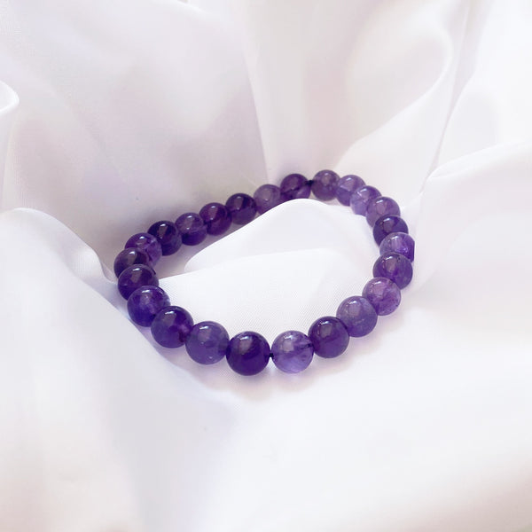 bracelet en perles pierres naturelles violet améthyste
