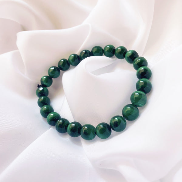 bracelet vert en perles pierres naturelles vertes malachite