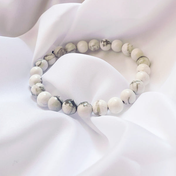 bracelet blanc en perles pierres naturelles blanches howlite