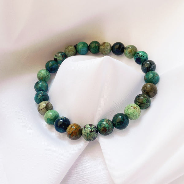 bracelet en perles pierres naturelles vert chrysocolle