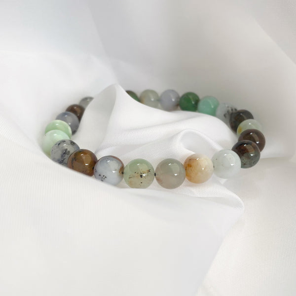 bracelet en perles pierres naturelles vert multicolore chrysoprase